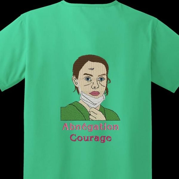 Motif de broderie machine Courage et abnégation qui représente une aide soignante