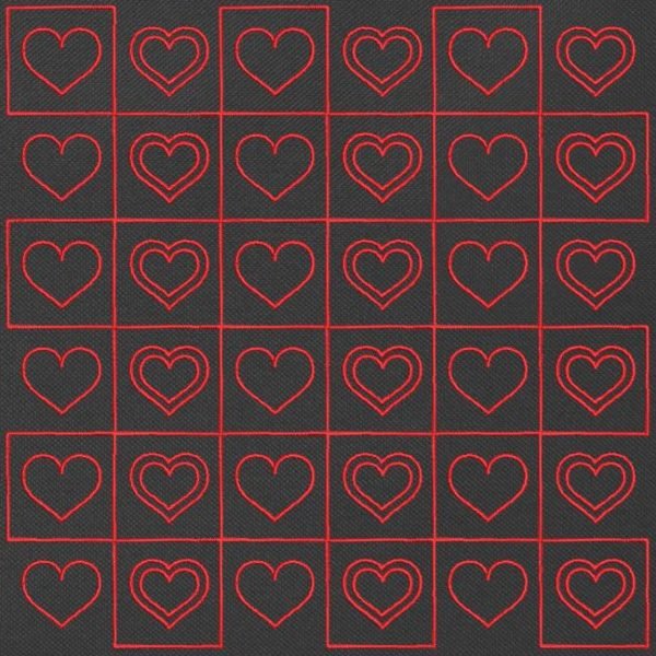 cœurs damier redwork