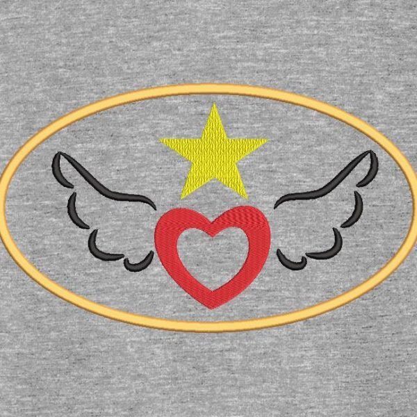 cœur avec ailes appliqué