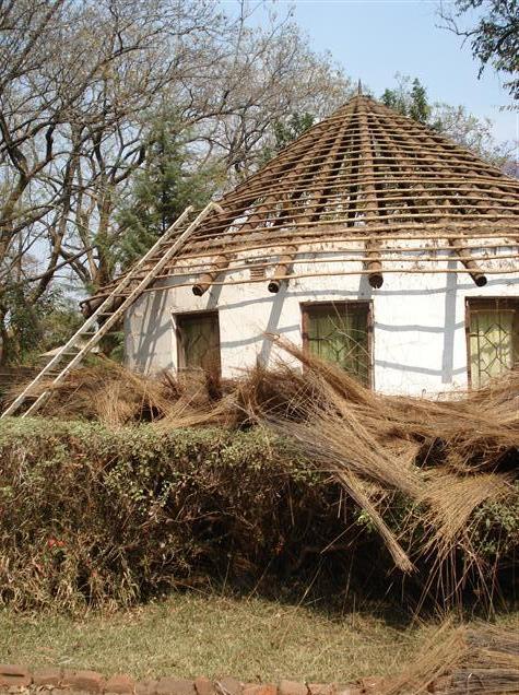 MBA Mpongwe Zambia Guest Hut being re-roofed 2007