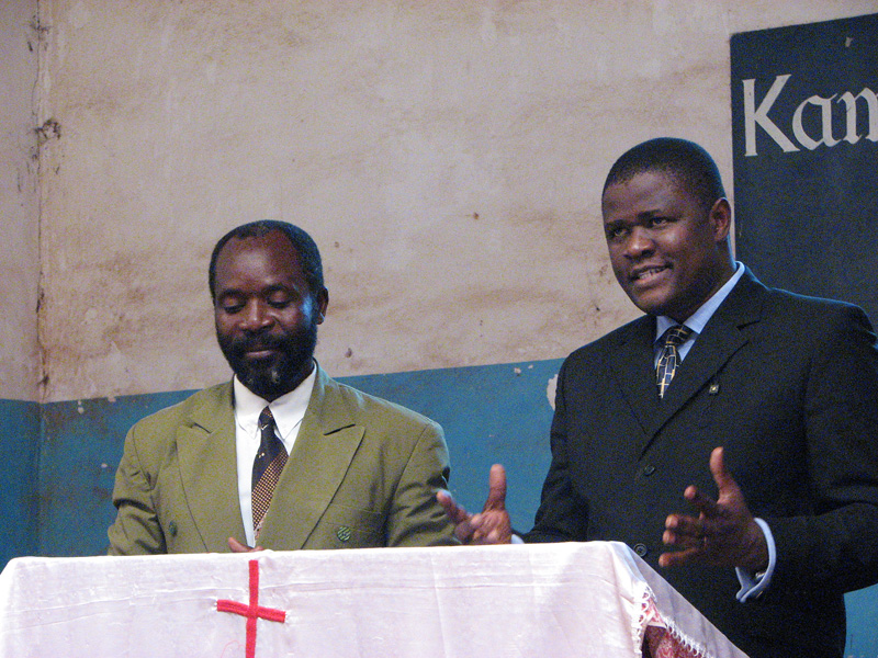 MBA-Interact Handover Ceremony August 2007 Church Service Dr Okoko preaching, Pastor Makule translating