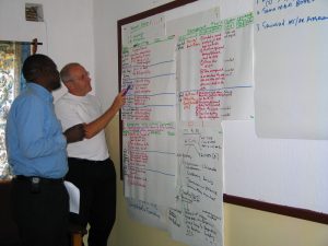 Dir Tuesday Musaka and Project Volunteer Mr Claes Paulsson designing detailed program plan in Mr Musakas office, before it had been upgraded