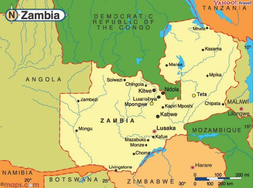 Zambia Map with Mpongwe