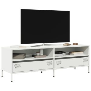 Tv-Benk Hvit 135X39X43,5 Cm Kaldvalset Stål