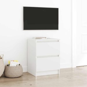 Tv-Benk Hvit 40X35X54 Cm Konstruert Tre