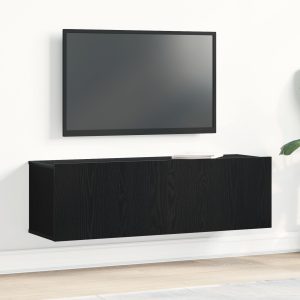 Vegghengt Tv-Benk I Svart Eik 100X30X30 Cm Laget Av Konstruert Tre