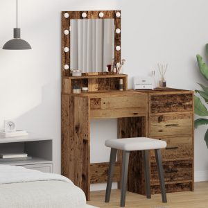 Sminkebord Med Led Lys - Gamle Tre, 50X41X135 Cm