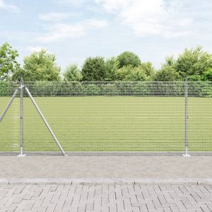 Gjerde Stolpe Sett 2 Stk Galvanisert Stål 10 X 1 Meter Holdbart