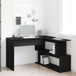 Skrivebord I Svart Eik 200X50X76 Cm Laget Av Konstruert Tre