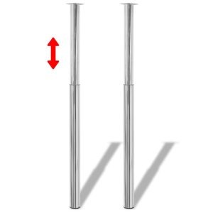 2 Teleskopiske Bordben Krom 710 Mm-1100 Mm