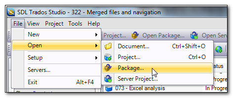 Opening a Package from the File menu