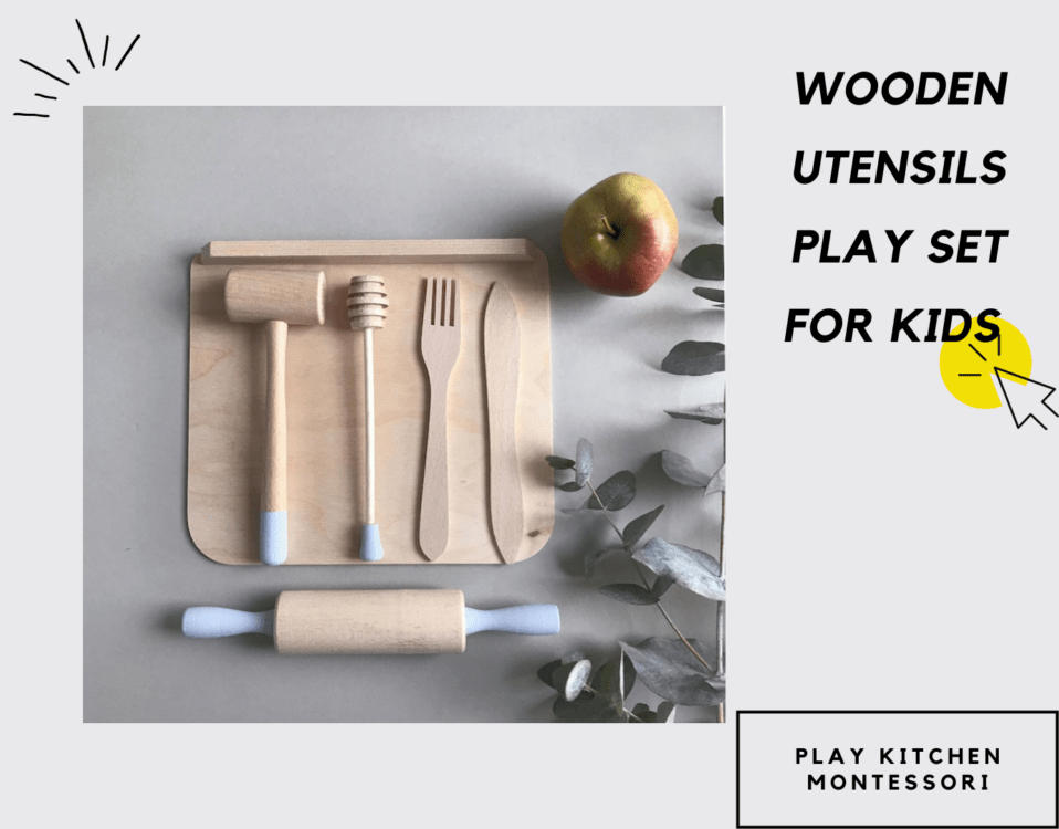 Wooden utensils play set for kids 