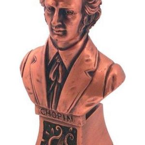 Frederic Chopin Borstbeeld – Bronsgeplateerd Beeld op Marmeren Sokkel 15cm
