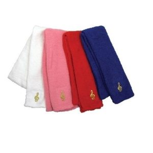 Wollige sjaal rood met vioolsleutel