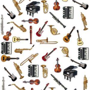 Inpakpapier muziek instrumenten / 10 vellen