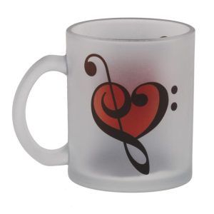 Theeglas (mat, 300 ml) hart van muzieksymbolen