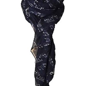 Sjaal met muzieknoten, marineblauw