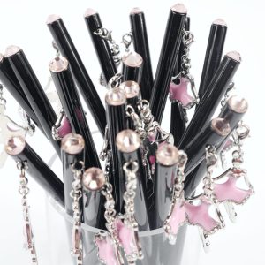Balpen met Balletdanseres bedel roze/kristal