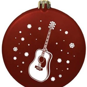 Kerstversiering: Akoestisch Gitaar  met sneeuwvlokken, satijnen textuur, verschillende kleuren