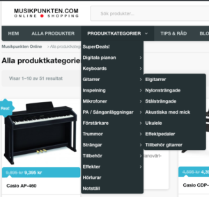 Webbutiken-Produktkategorier+underkategorier