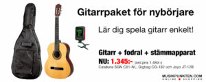 Gitarrpaket för nybörjare. Gitarr, fodral och stämmapparat.