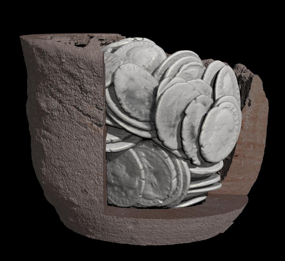 how the coins appear inside the pot