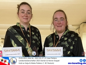 Landesmeisterschaften Doppel Damen & Herren 2023 - Katja & Maike Poblenz (1. BC Rostock) holen Gold