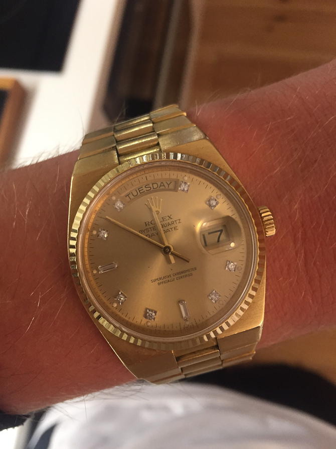 Christian B med Rolex, Oysterquartz 18 karat og brillianter fra de tidlige (og farlige) 80'ere