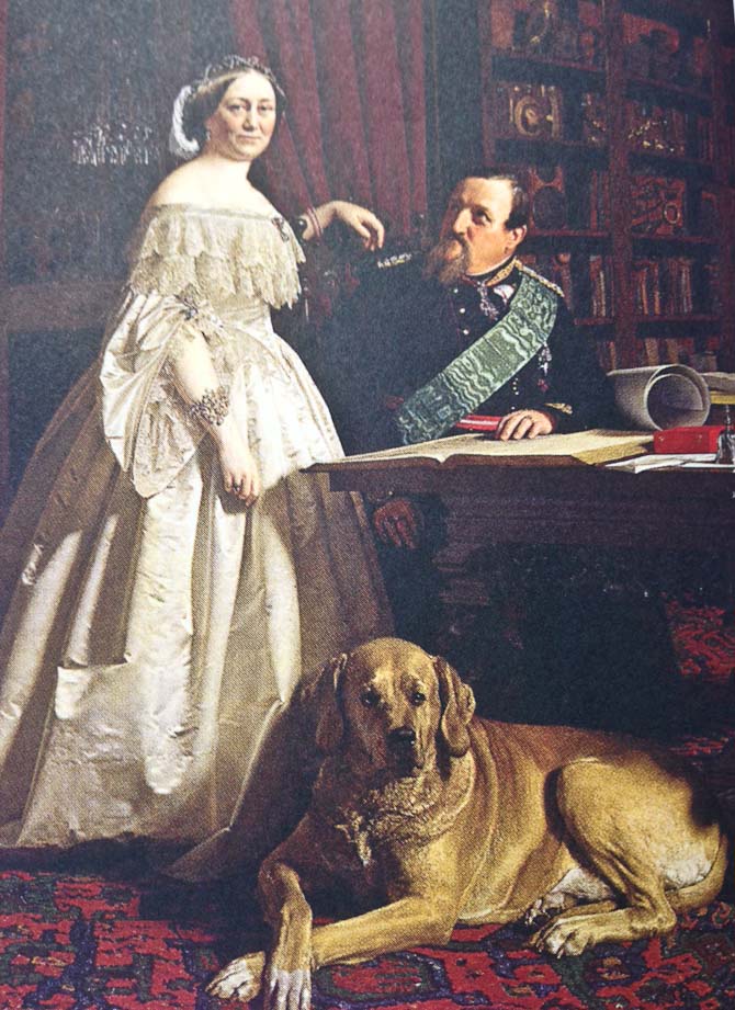 H.K.H. Kong Frederik den 7. med hustru og hund 