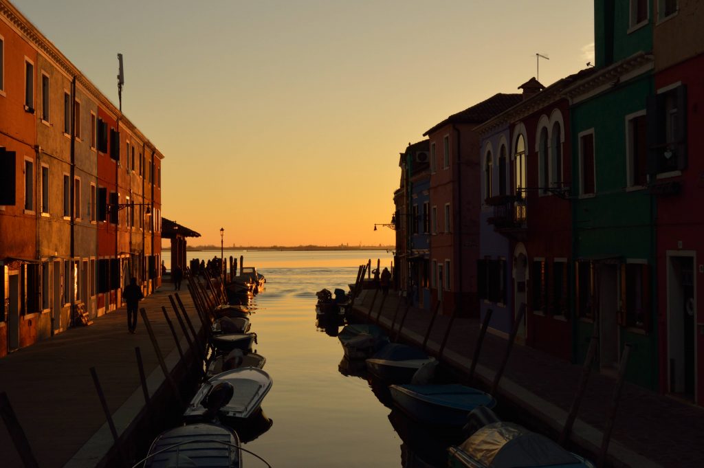 Venice lagoon sunset