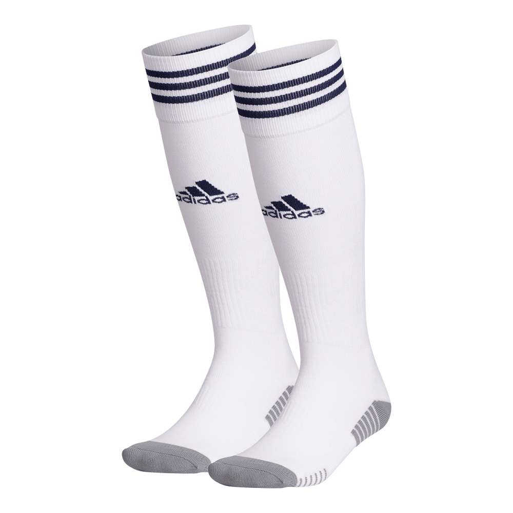 adidas WHITE/NAVY GAME SOCK - XS (9C-1Y) SMALL (13C-4Y) MEDIUM (5-8.5 ...