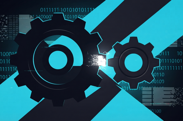 Visual representation of the race condition in net/sched: two gears that fail to synchronize correctly, allowing an object to slip through the gap — just as the kernel frees memory before it has finished using it.