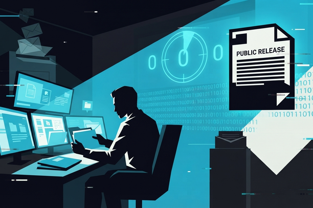 Escena que representa el patrón de extorsión de UNC6240: robo de datos seguido de amenaza de publicación si la víctima no paga.