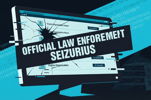 Imagen que ilustra la mecánica de extorsión de KillSec: su sitio de filtraciones en la dark web, donde las víctimas que no pagaban veían sus datos ofrecidos como descarga gratuita, ahora tomado y sellado por las autoridades.