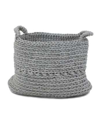 basic light grey crochet cotton basket medium