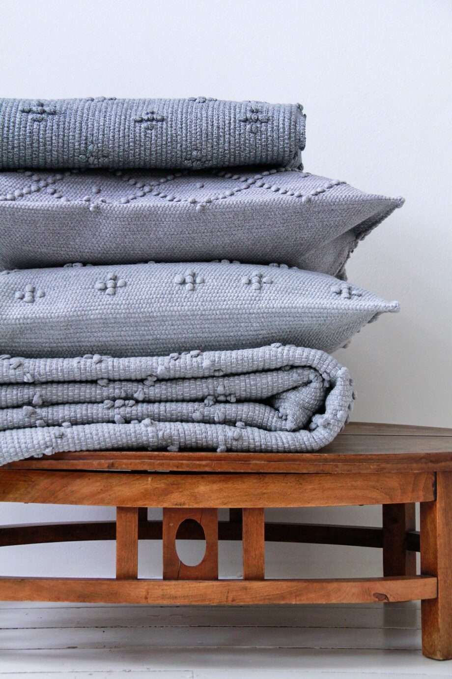 diamond light grey woven cotton pillowcase medium