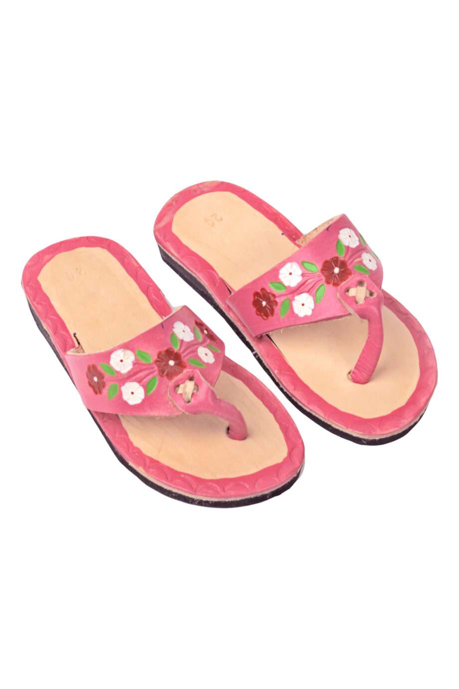 flor baby pink leather flipflop kids large