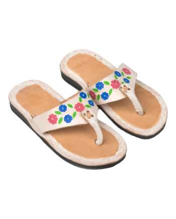 flor white leather flipflop small