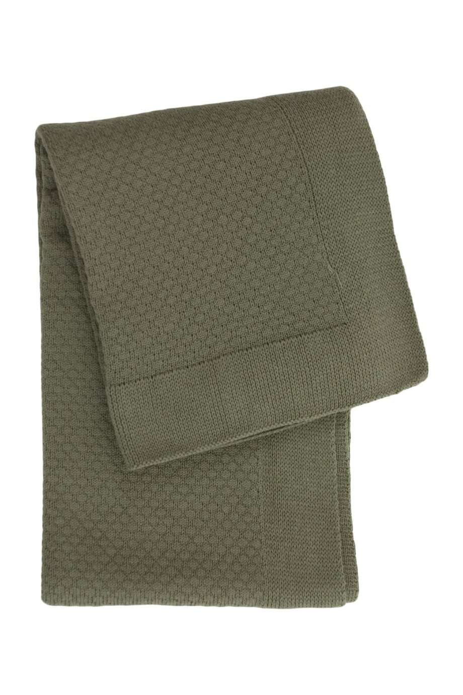 liz olive green knitted cotton little blanket medium