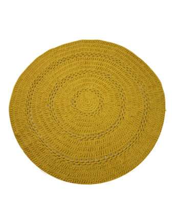 peony ochre crochet woolen rug large