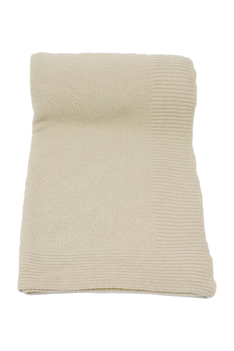 rice ecru knitted woolen throw large