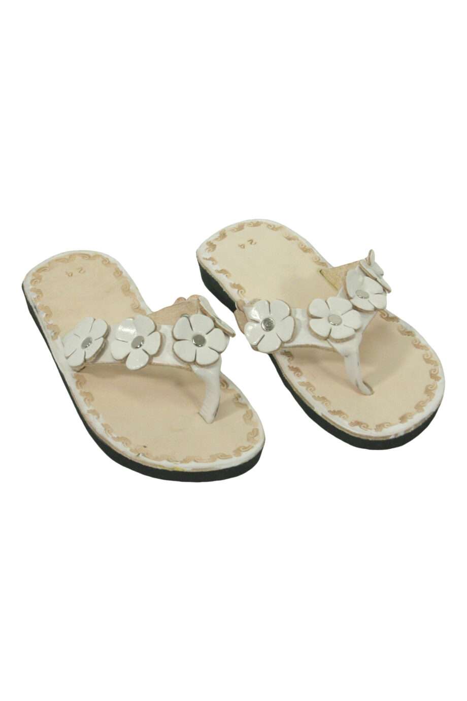 rosette white leather flipflop kids medium