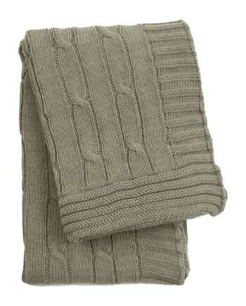 twist olive green knitted cotton little blanket medium