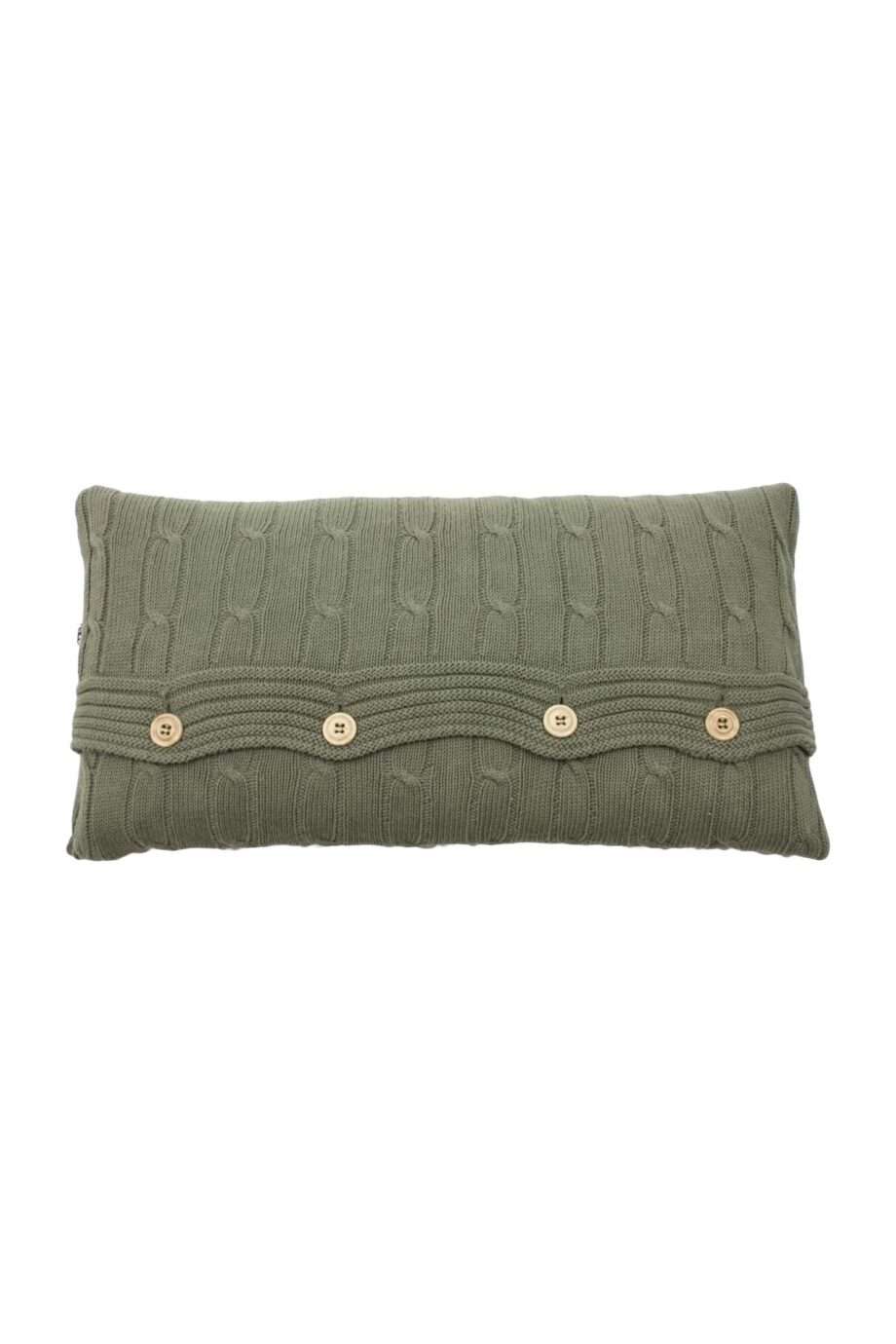 twist olive green knitted cotton pillowcase small