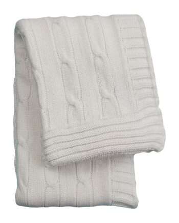 twist white knitted cotton little blanket medium