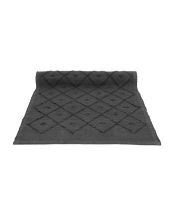 diamond anthracite woven cotton floor runner large