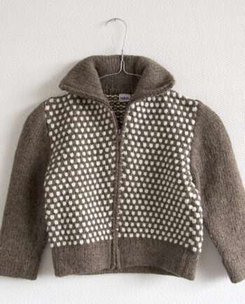 knitted woolen cardigan spots dark moss 3 year