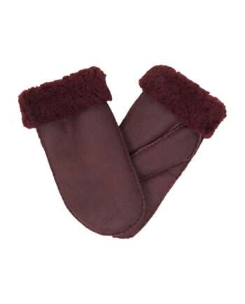 urban burgundy nappa sheepfur mittens (women) large