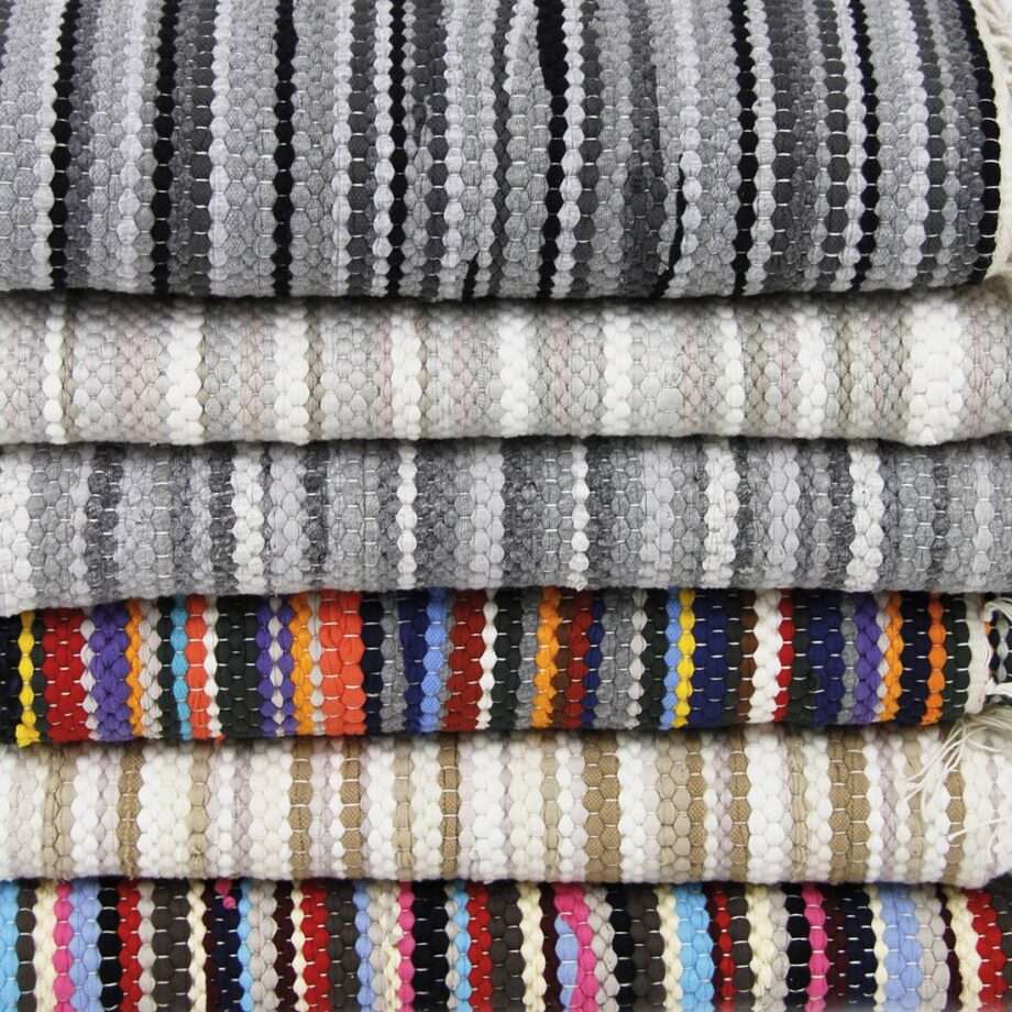 stripy mixmatch woven cotton rug