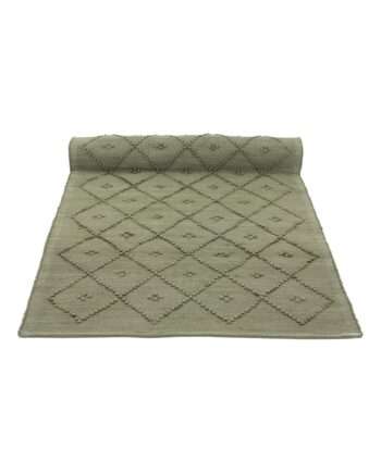 diamond olive green woven cotton bathmat